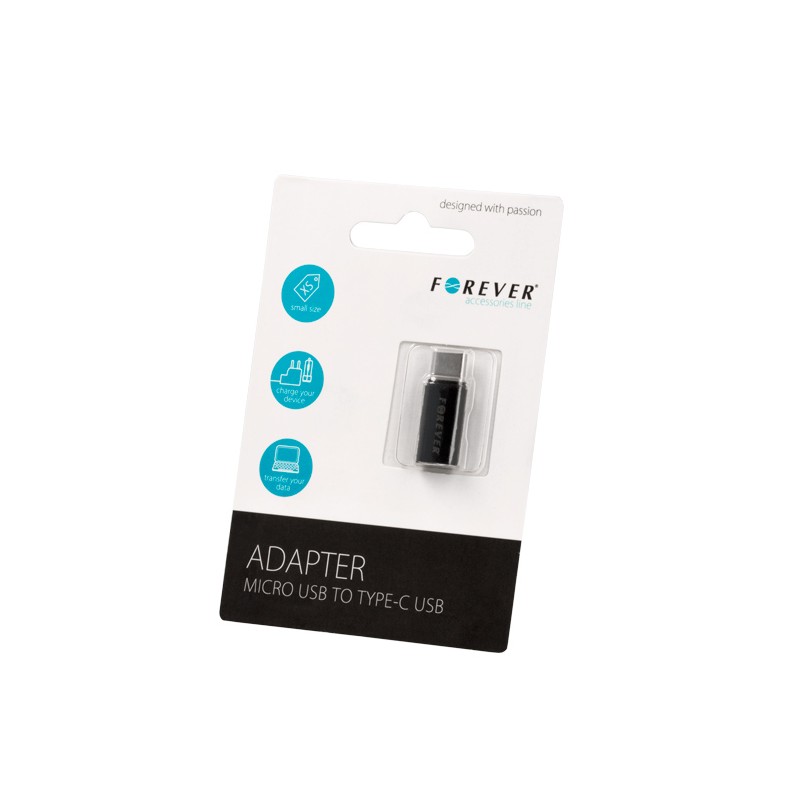 Universal adapter microUSB - USB-C Melns