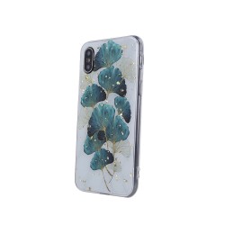 Viedtālruņa aizmugurējais vāciņš Samsung Galaxy A12 Gold Glam Leaves Mixed, With Design