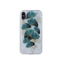 Viedtālruņa aizmugurējais vāciņš Samsung Galaxy A12 Gold Glam Leaves Mixed, With Design