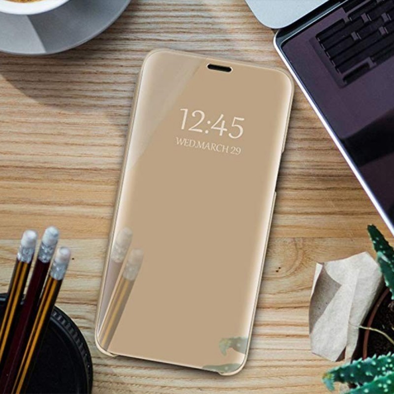 Viedtālruņa atveramais maciņš Samsung Galaxy S22 Smart Clear View Gold