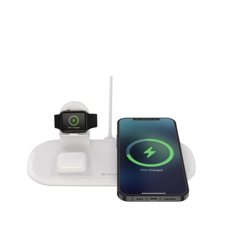 Universal Wireless Charger 3in1 12W Balts
