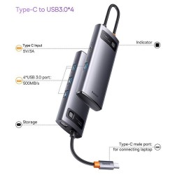 Universal HUB Multifunctional 4in1 Type C to 4x USB3.0