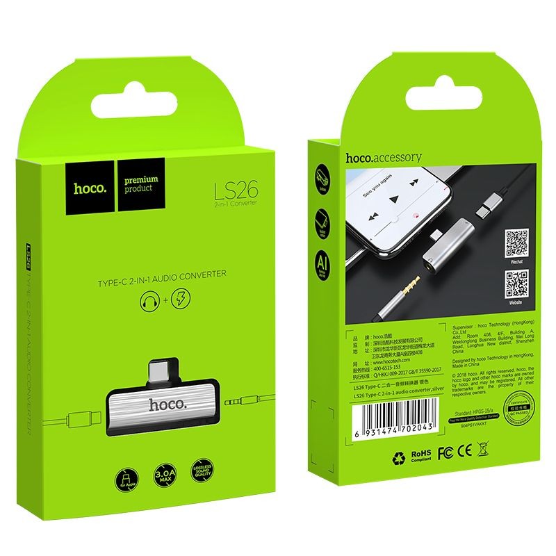 Universal audio converter LS26 Type C - Jack 3,5mm + Typ C