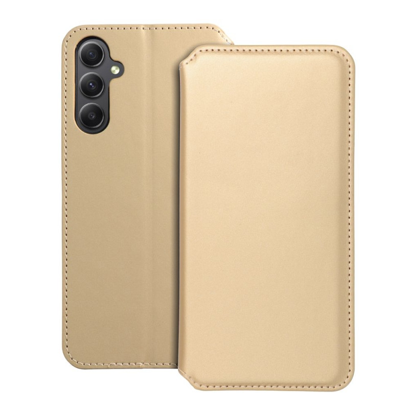 Viedtālruņa atveramais maciņš Samsung Galaxy A34 5G Dual Pocket Book Gold