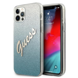 Viedtālruņa aizmugurējais vāciņš Apple iPhone 12 Pro Max Glitter Gradient Script GUHCP12LPCUGLSBL Blue, Silver