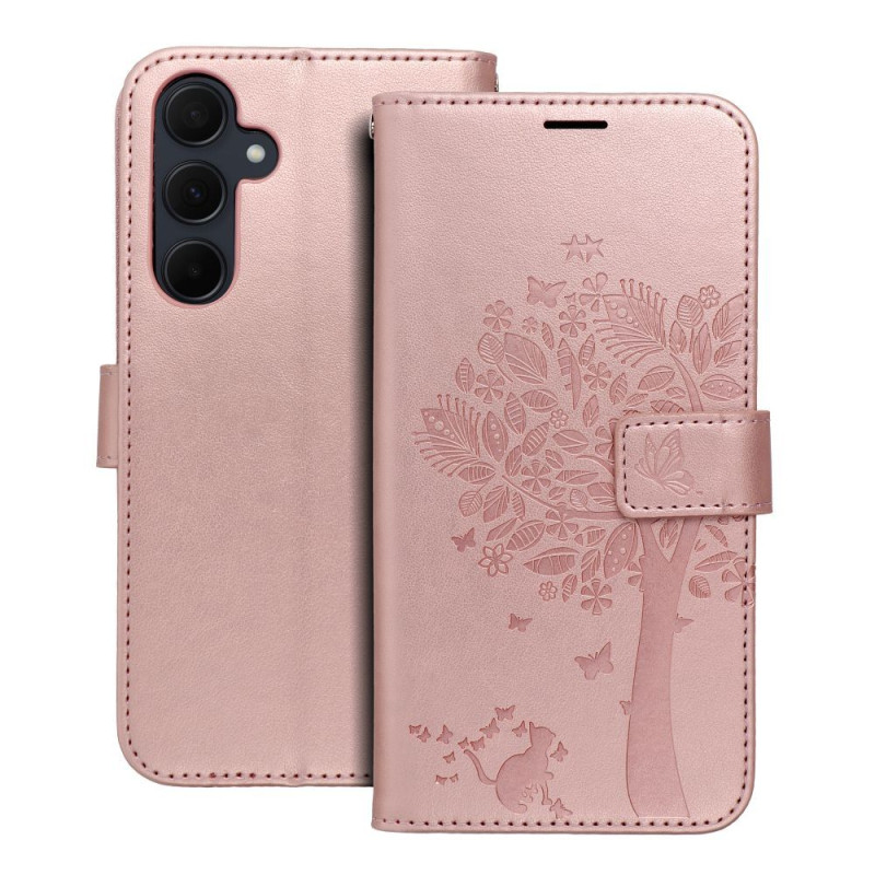 Viedtālruņa atveramais maciņš Samsung Galaxy A35 Mezzo Book Tree Rose Gold