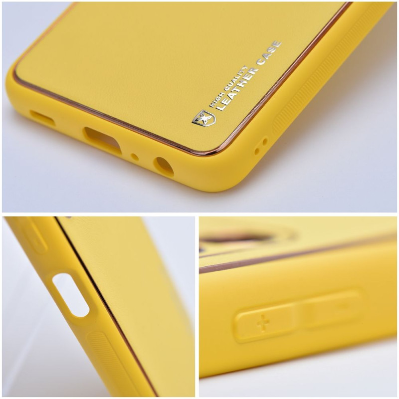 Viedtālruņa aizmugurējais vāciņš Samsung Galaxy A55 5G Leather Yellow