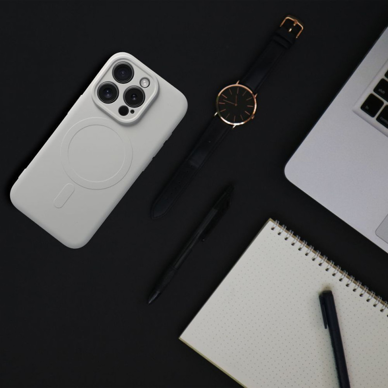 Viedtālruņa aizmugurējais vāciņš Apple iPhone 15 Pro Silicone Mag White Titanium
