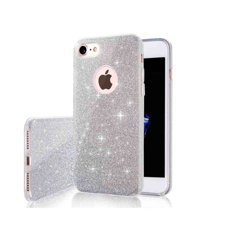 Viedtālruņa aizmugurējais vāciņš Apple iPhone 7 / 8 / SE 20 / SE 22 Glitter 3 in 1 Silver