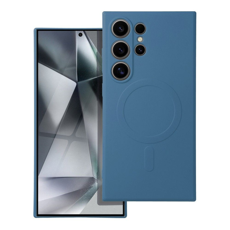 Viedtālruņa aizmugurējais vāciņš Samsung Galaxy S24 Ultra Silicon Mag case Blue