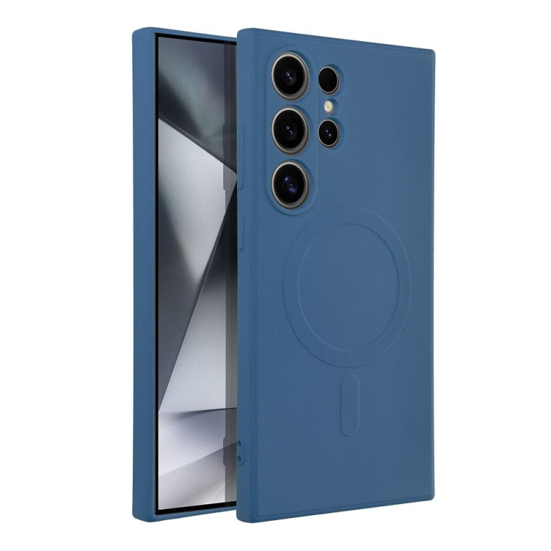 Viedtālruņa aizmugurējais vāciņš Samsung Galaxy S24 Ultra Silicon Mag case Blue