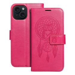 Viedtālruņa atveramais maciņš Apple Iphone 15 Mezzo Book Dreamcatcher Magenta