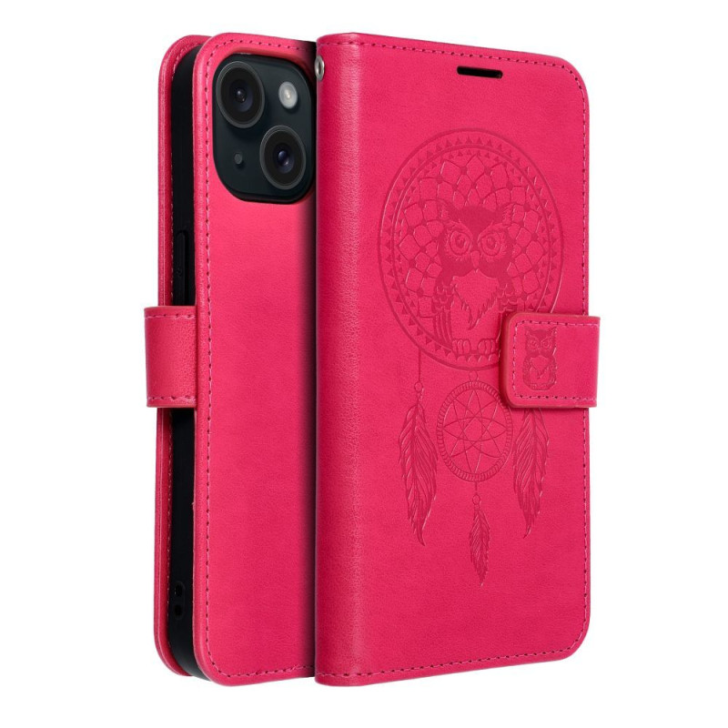 Viedtālruņa atveramais maciņš Apple Iphone 15 Mezzo Book Dreamcatcher Magenta