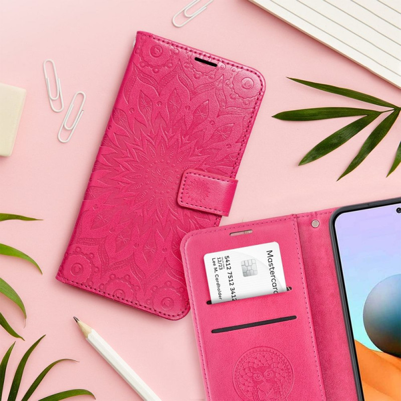 Viedtālruņa atveramais maciņš Apple Iphone 15 Mezzo Book Mandala Magenta