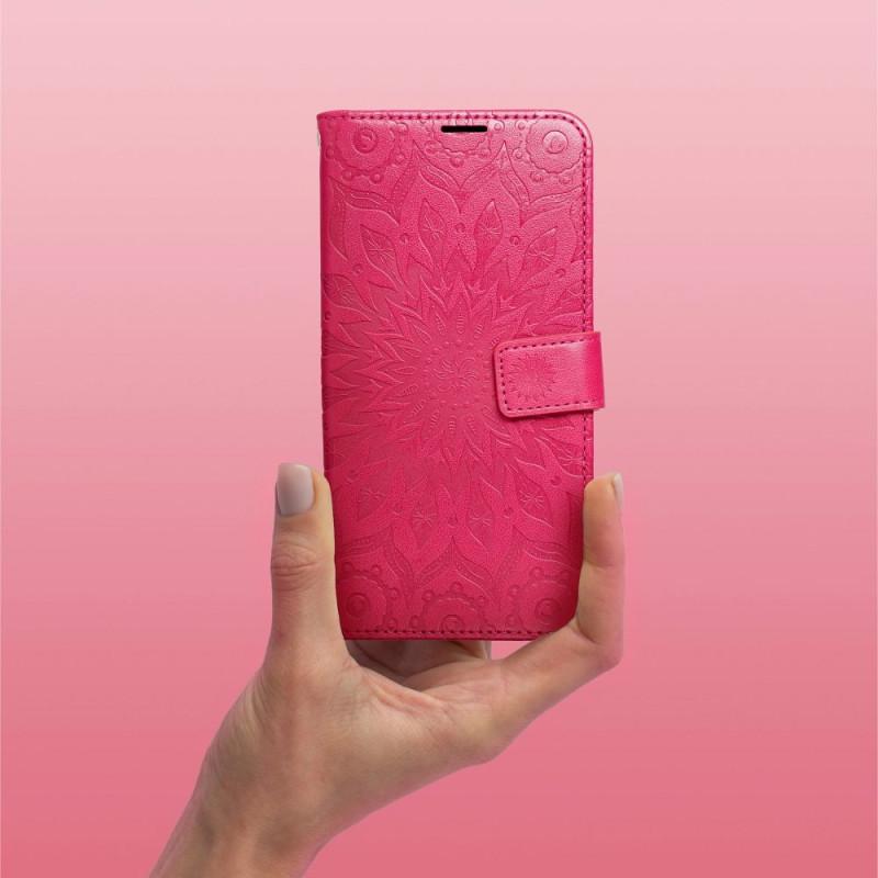 Viedtālruņa atveramais maciņš Apple Iphone 15 Mezzo Book Mandala Magenta