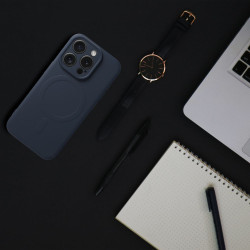 Viedtālruņa aizmugurējais vāciņš Apple iPhone 15 Pro Silicone Mag Blue