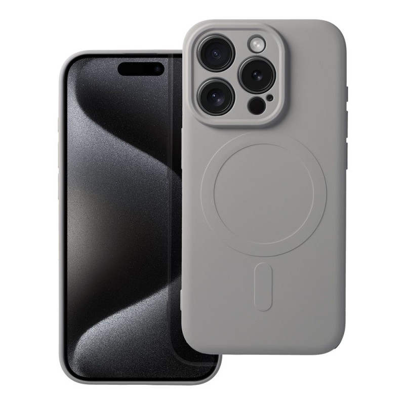 Viedtālruņa aizmugurējais vāciņš Apple iPhone 15 Pro Silicone Mag Grey