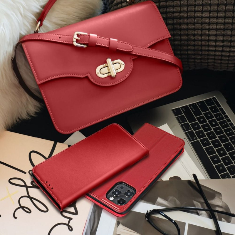 Viedtālruņa atveramais maciņš Apple iPhone 12 Pro Leather Case Maroon