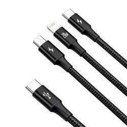 Universal 3in1 Cable USB-C, MicroUSB, Lightning up to 20W|ibest.lt