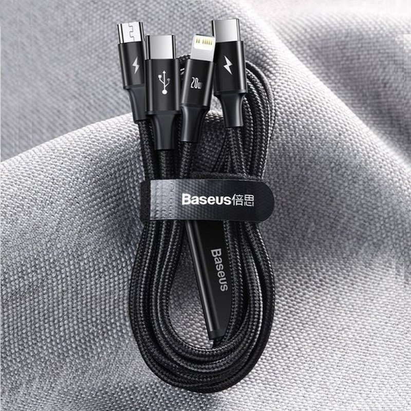 Universal 3in1 Cable USB-C, MicroUSB, Lightning up to 20W|ibest.lt