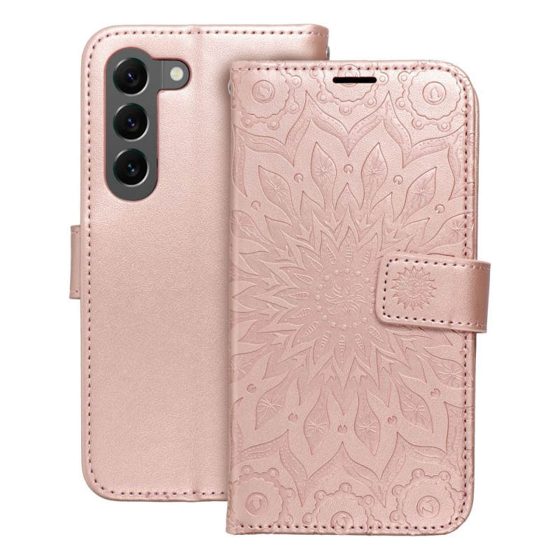 Viedtālruņa aizmugurējais vāciņš Samsung Galaxy S23 Mezzo Book Mandala Gold, Pink