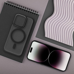 Viedtālruņa aizmugurējais vāciņš Apple Iphone 15 Matte Mag Cover Black, Transparent