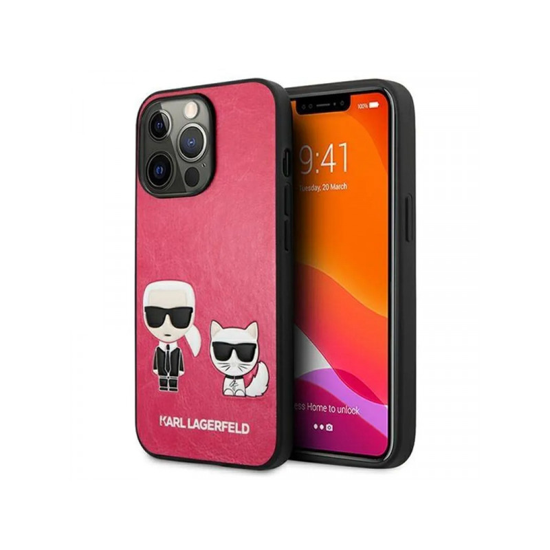 Viedtālruņa aizmugurējais vāciņš Apple iPhone 13 Pro Ikonik Karl & Choupette KLHCP13LPCUSKCP Pink, With Design