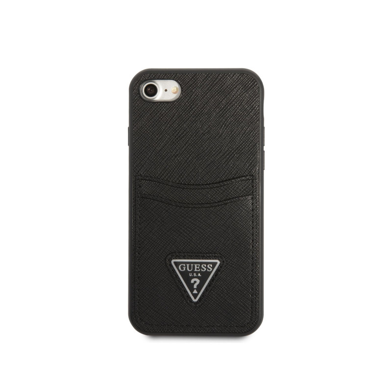 Viedtālruņa aizmugurējais vāciņš Apple iPhone 7 / 8 / SE 20 / SE 22 Saffiano Double Card Black