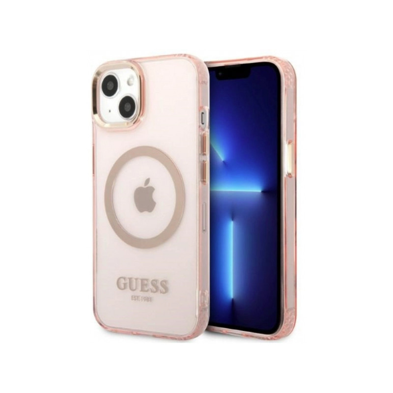 Viedtālruņa aizmugurējais vāciņš Apple Iphone 15 Hardcase Mag Rose Gold, Transparent
