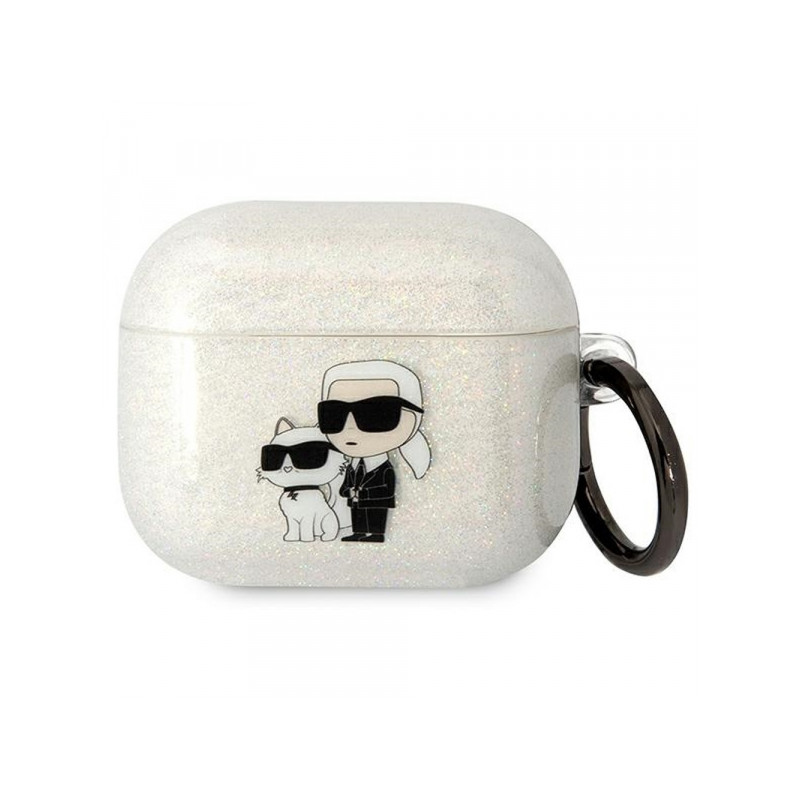 Bezvadu austiņu apvalks Apple Glitter Karl and Choupette Transparent