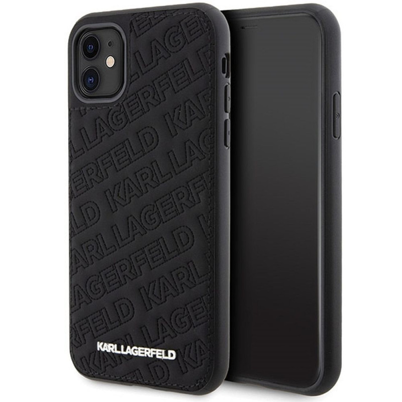 Viedtālruņa aizmugurējais vāciņš Apple iPhone XR Quilted K Pattern Black