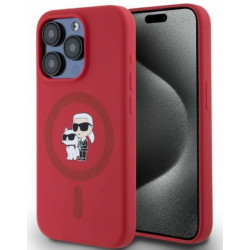 Viedtālruņa aizmugurējais vāciņš Apple iPhone 15 Pro Silicone Double Heads And Circle MagSafe Red