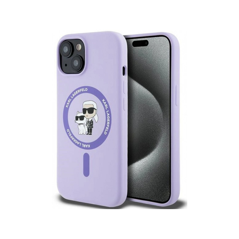 Viedtālruņa aizmugurējais vāciņš Apple iPhone 14 Pro Max Silicone Karl&Choupette MagSafe Violet