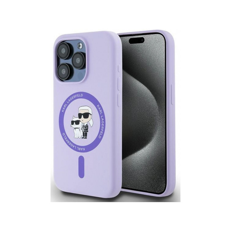 Viedtālruņa aizmugurējais vāciņš Apple iPhone 15 Pro Silicone Double Heads And Circle MagSafe Violet