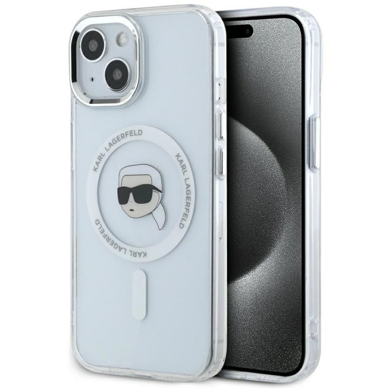 Viedtālruņa aizmugurējais vāciņš Apple Iphone 15 Metal Head Logo MagSafe Transparent