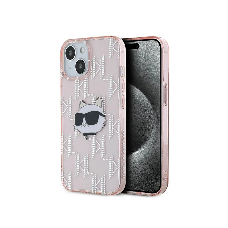 Viedtālruņa aizmugurējais vāciņš Apple iPhone 14 Pro Monogram Choupette Head Pink