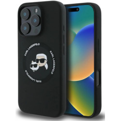 Viedtālruņa aizmugurējais vāciņš Apple Iphone 16 Silicone Double Heads And Circle MagSafe Black