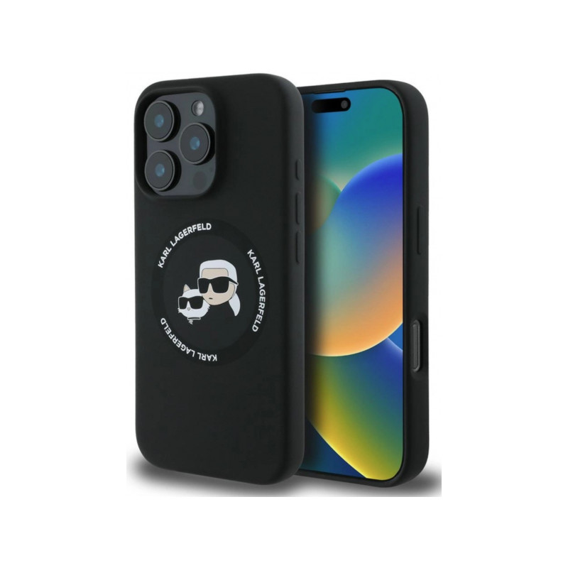 Viedtālruņa aizmugurējais vāciņš Apple iPhone 16 Pro Max Silicone Double Heads And Circle MagSafe Black