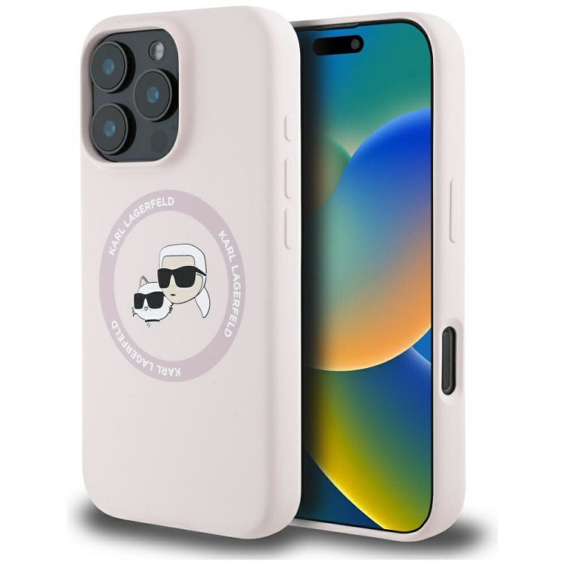 Viedtālruņa aizmugurējais vāciņš Apple iPhone 16 Pro Max Silicone Double Heads And Circle MagSafe Pink