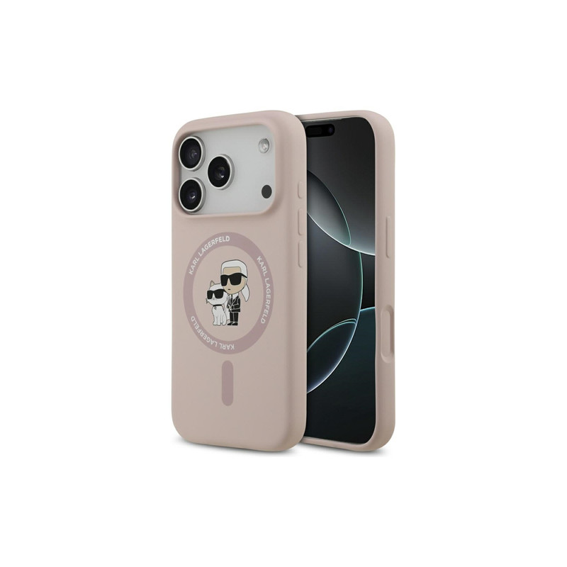 Viedtālruņa aizmugurējais vāciņš Apple iPhone 17 Pro Silicone Karl&Choupette MagSafe Pink