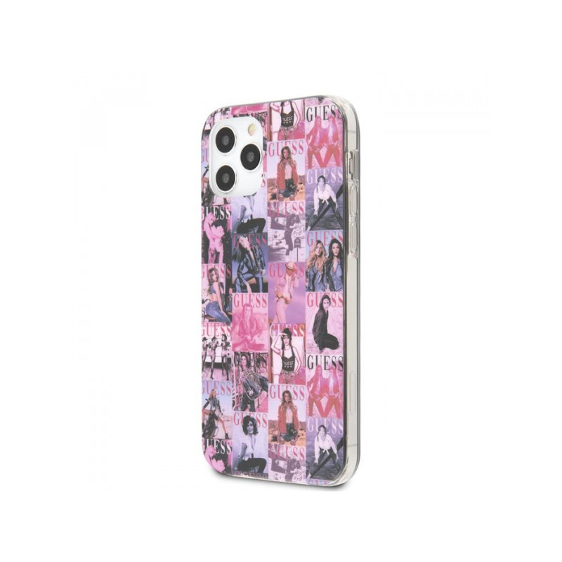 Viedtālruņa aizmugurējais vāciņš Apple iPhone 12 Pro Magazine Print GUHCP12M40MAPI Pink, With Design