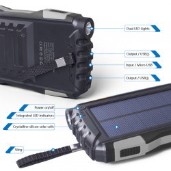 Ārējā baterija PSO-20007 20'000 mAh Solar Black