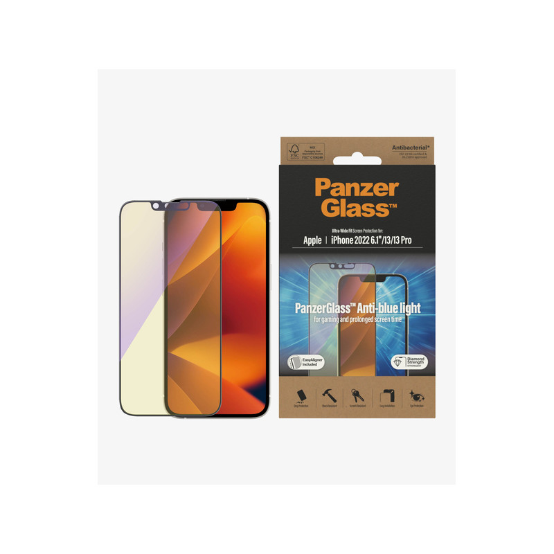 Viedtālruņa aizsargstikls Apple iPhone 14 PanzerGlass Ultra-Wide Fit, Anti-Bluelight