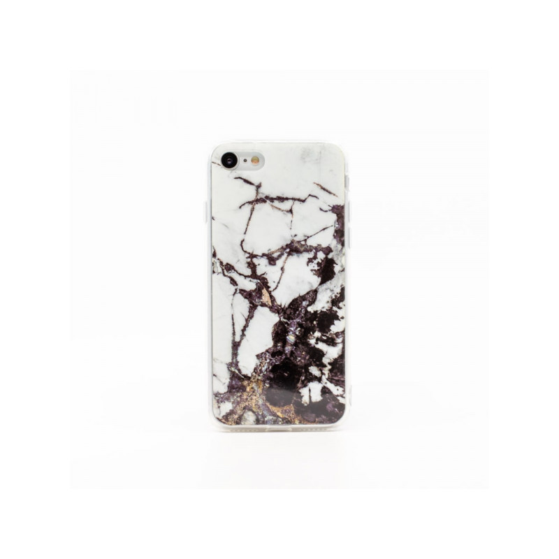 Viedtālruņa aizmugurējais vāciņš Apple iPhone 7 / 8 / SE 20 / SE 22 Marble Glitter Design 2 White, With Design