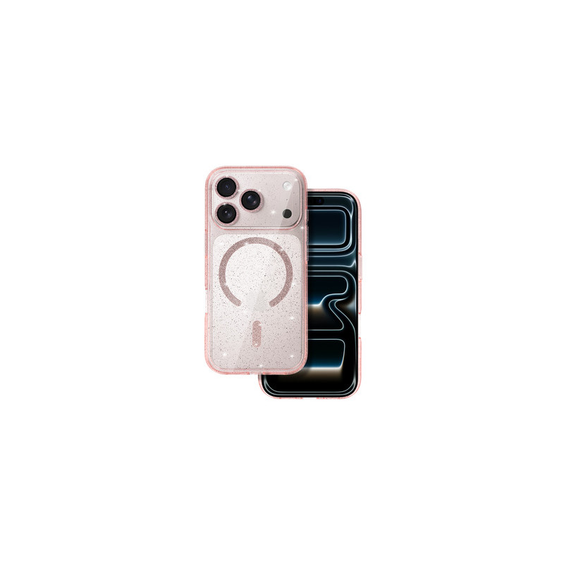 Viedtālruņa aizmugurējais vāciņš Apple iPhone 17 Pro Max Glitter MagSafe Pink, Transparent