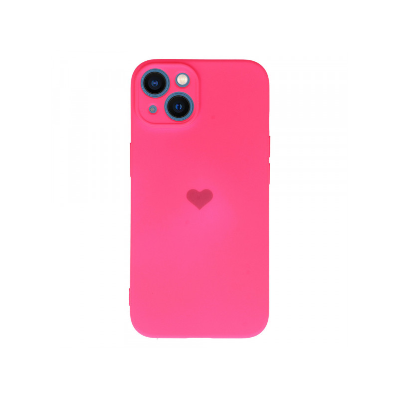 Viedtālruņa aizmugurējais vāciņš Apple iPhone 14 Silicone Heart Dark Pink