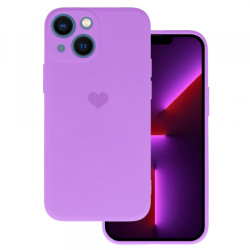 Viedtālruņa aizmugurējais vāciņš Apple iPhone 14 Silicone Heart Purple