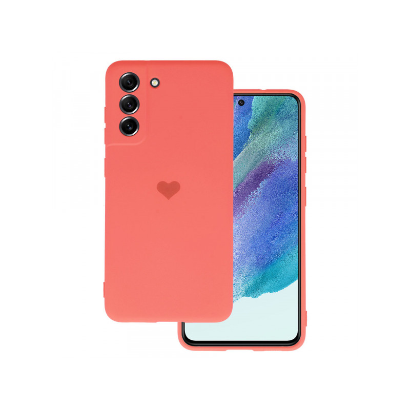 Viedtālruņa aizmugurējais vāciņš Samsung Galaxy S21 FE Silicone Heart Peach