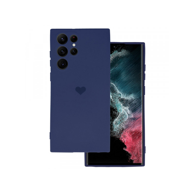 Viedtālruņa aizmugurējais vāciņš Samsung Galaxy S22 Ultra Silicone Heart Navy