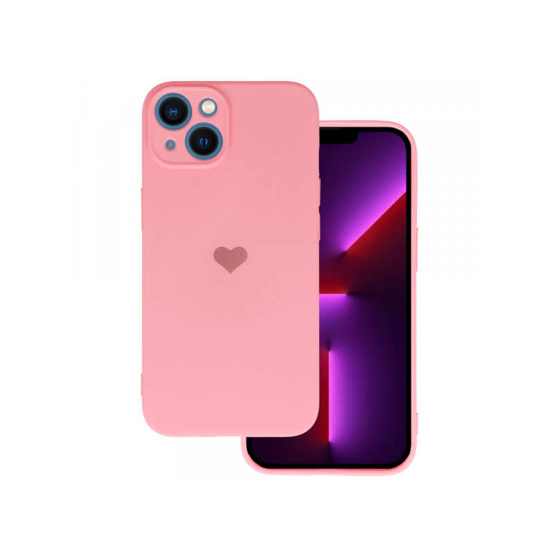 Viedtālruņa aizmugurējais vāciņš Apple iPhone 14 Pro Max Silicone Heart Pink